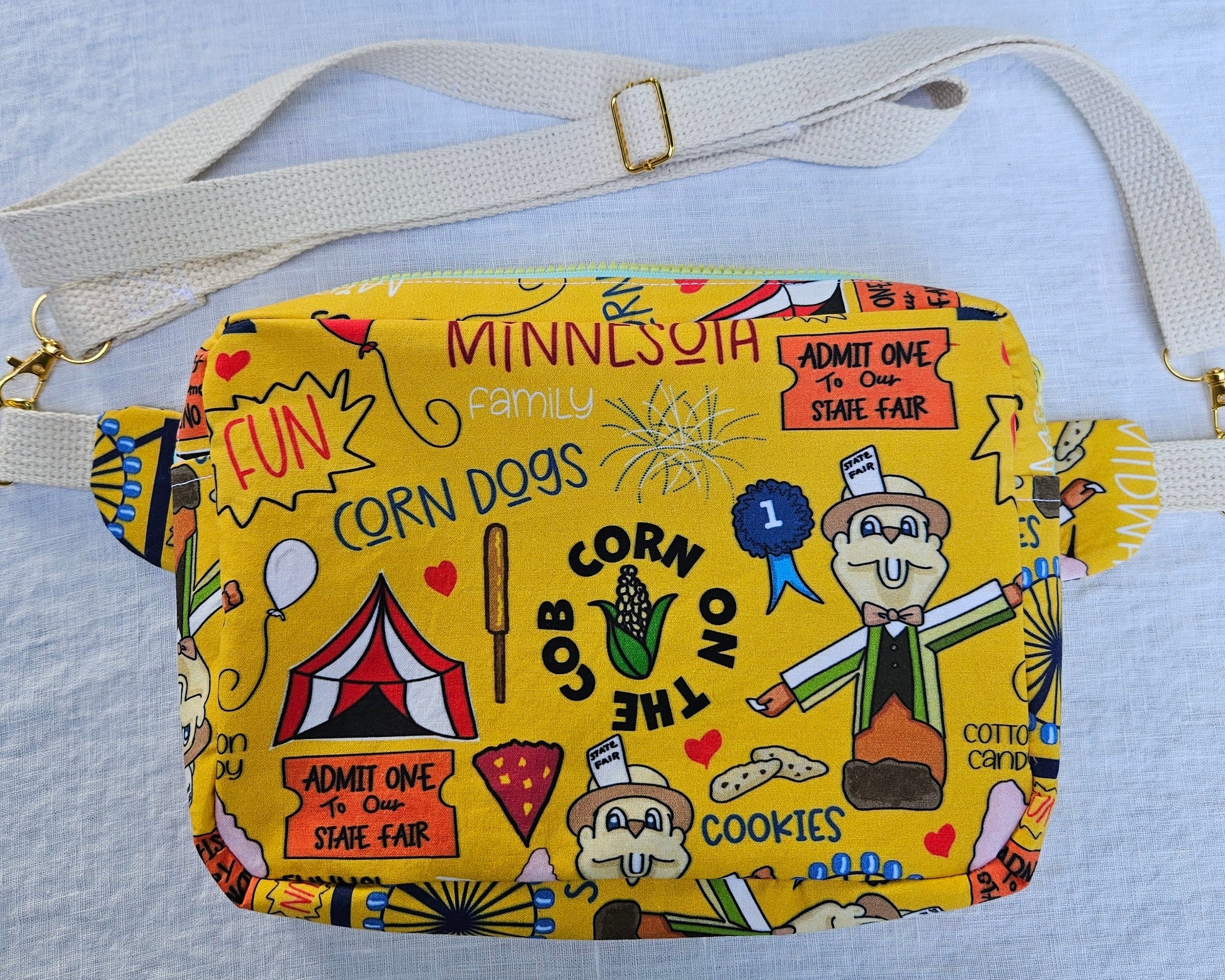 Yellow bag with Minnesota State Fair icons